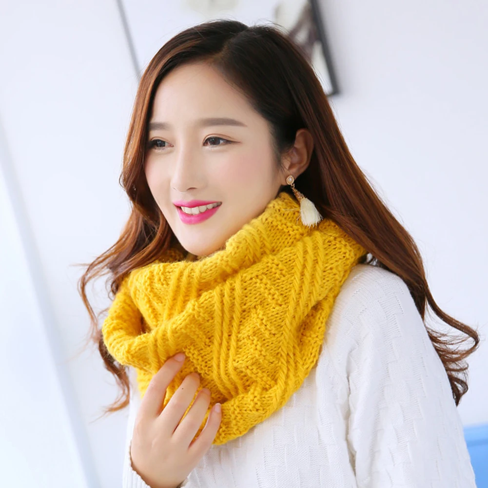 Женский зимний шарф Helisopus теплый вязаный с круглым вырезом зима 2020|Женские шарфы|