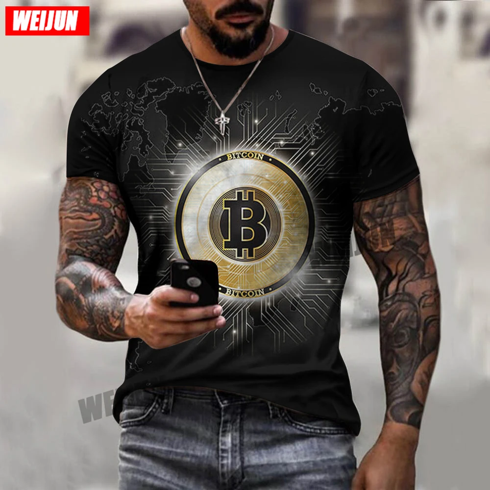 

Bitcoin Sign T Shirt 3d Printing Men's T-shirt O-neck Trendy Menswear Short Sleeves Male Clothes Casual Tshirt Tops 2021 Summer