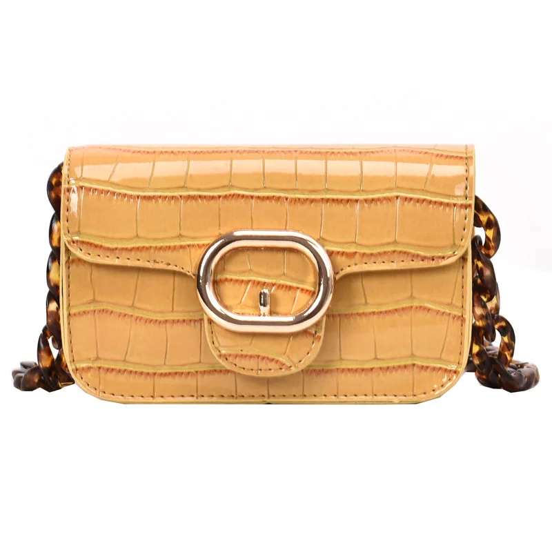 New Crocodile Chain Crossbody Bags for Women Acrylic Chain Women's Bags PU Leather Handbags Clutch Purse Bolso femenino