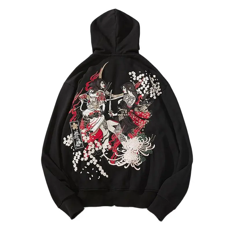 

Толстовки с вышивкой для мужчин и женщин Sword Girl, осенне-зимняя толстовка с капюшоном, куртка Yokosuka в стиле Sukajan, аниме, японская искусственная ...