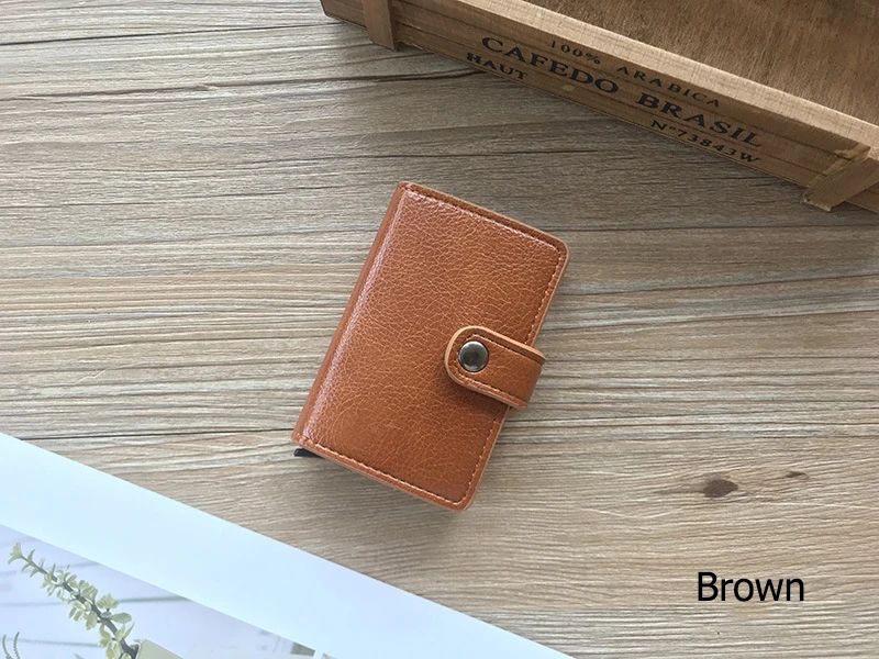 BYCOBECY, новинка, кнопка, кредитный держатель для карт, RFID Блокировка, минималистичный кошелек, всплывающий, защитный чехол для карт, тонкий Противоугонный держатель для ID