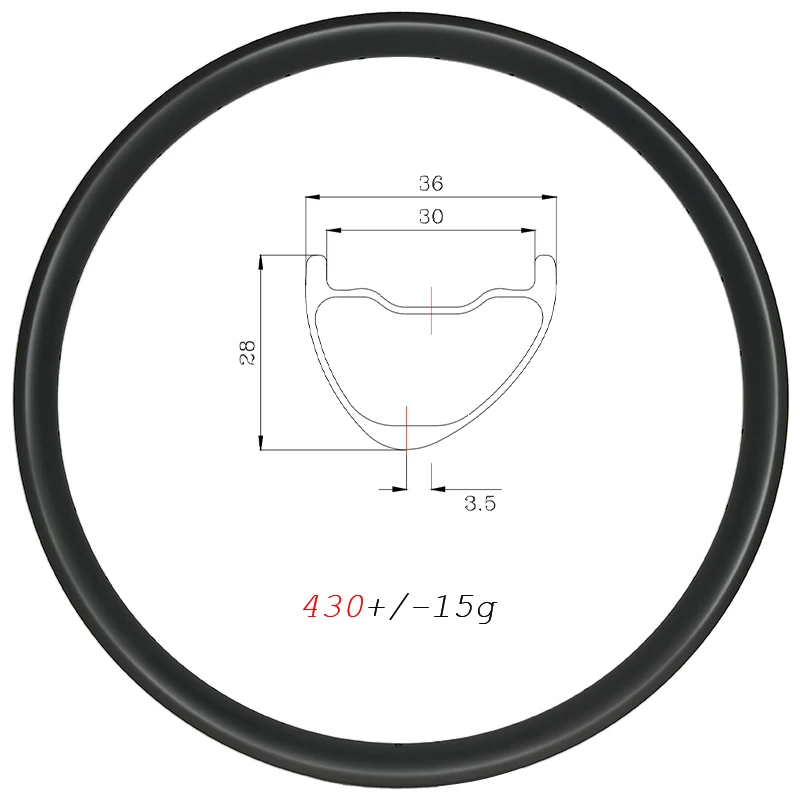 

650B 430g MTB Asymmetry Hookless clincher tubeless disc carbon rims 28mm deep 36mm width UD no outer hole 27.5er carbon wheels