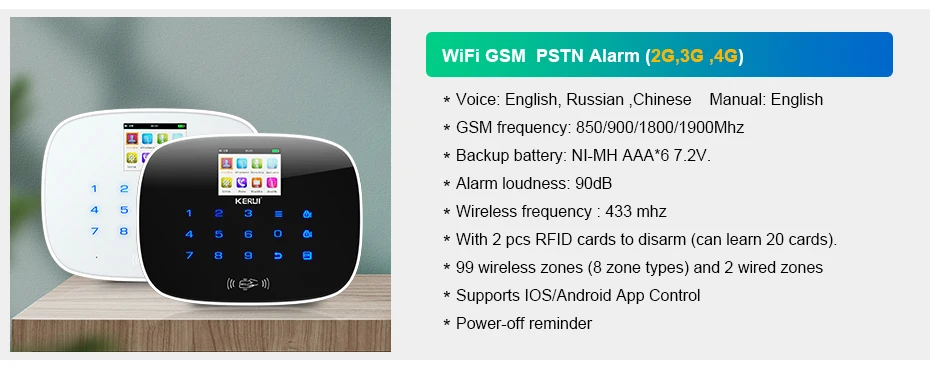 Kerui 3g 4G Wi-Fi GSM PSTN сигнализация приложение контроль Беспроводная сигнализация RFID охранная сигнализация датчик дыма