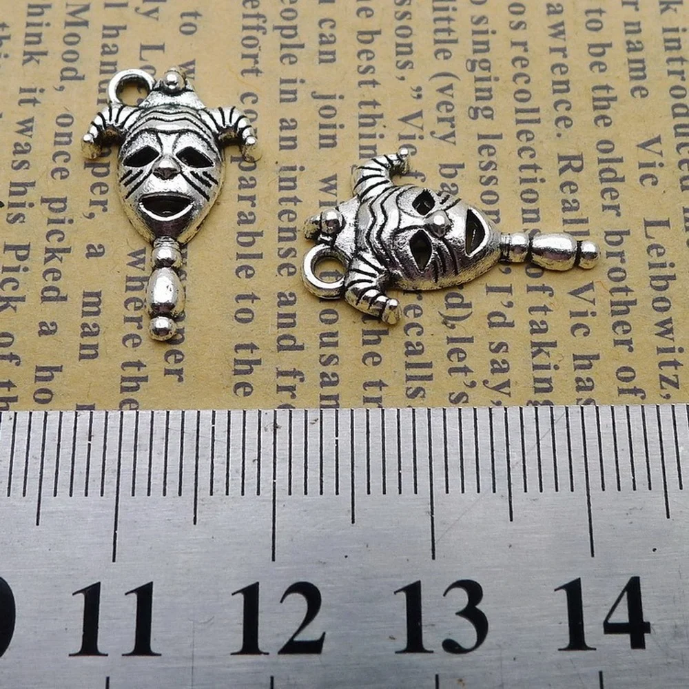 

300pcs Clown Charms 13mm x 21mm DIY Jewelry Making Pendant Antique Silver Color