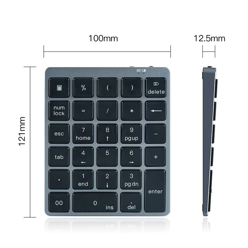 

Wireless Bluetooth Numeric Keypad Dual Modes N970 28 Keys with USB HUB Mini Number Keyboard for Notebook Desktop