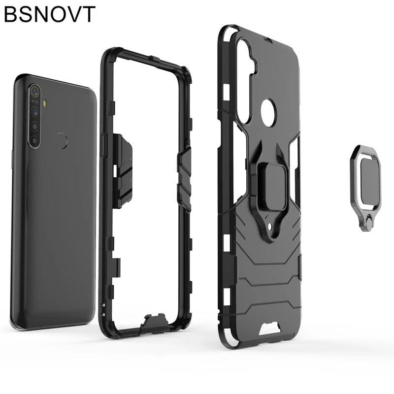 for cover oppo realme 5 case magnetic armor finger ring hard pc cover for oppo realme 5 case for oppo realme 5 6 5 inch bsnovt free global shipping