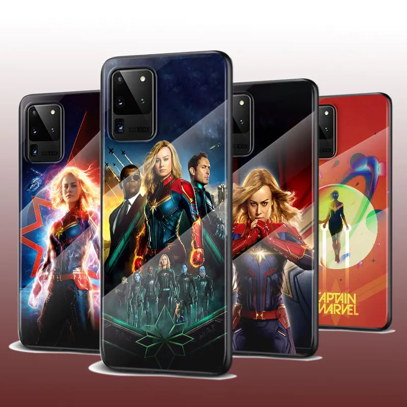 

Tempered Glass Cover Hot Captain Marvel For Samsung Galaxy S21 Ultra Plus 5G M51 M31 M21 Phone Case
