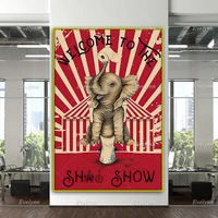 elephant welcome to the shit show funny poster restroom toilet decor home decor canvas wall art prints unique gift