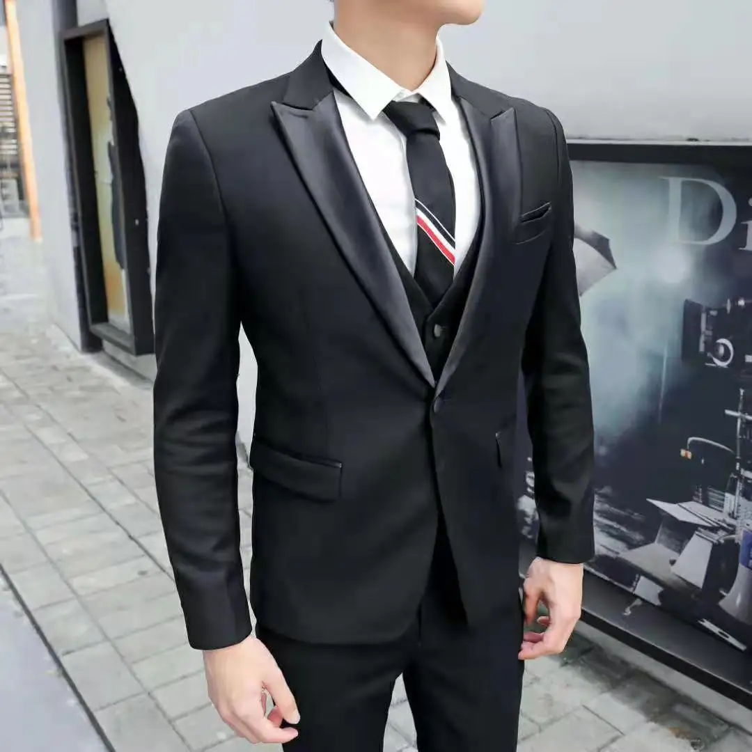 

Смокинг свадебный костюм для мужчин Hommes смокинг ужин вечерние жениха свадебный костюм мужской s шаль воротник костюм контрастный атласный ...