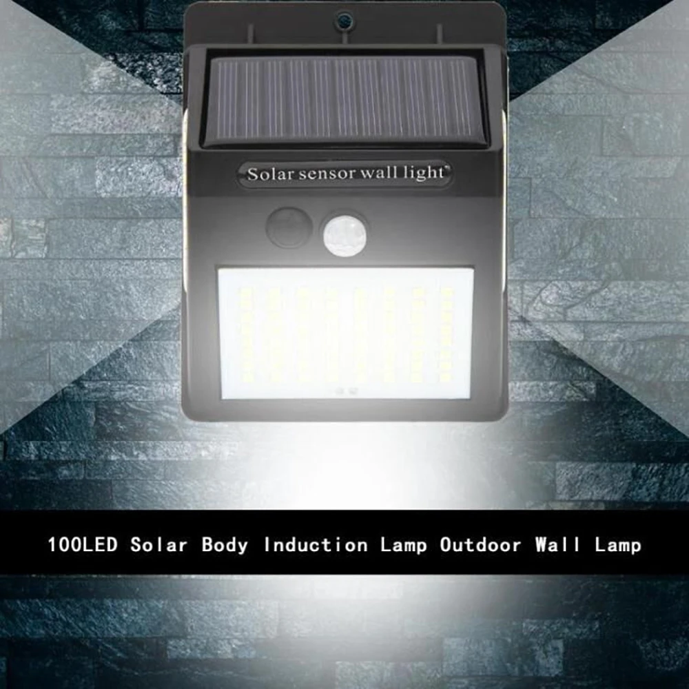 

100 LED Solar Power Light PIR Motion Sensor Wall Light Outdoor Garden Security Lamp Yard Patio Pathway Waterproof Solar Lamp