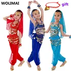 BellydanceДетские костюмы для танца живота для детей, комплект для танца живота для девочек, индийский костюм Болливуда, одежда ручной работы, 6 цветов