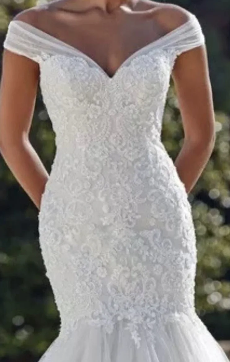 

Fansmile New Lace Vestidos de Noiva Mermaid Wedding Dress 2021 Appliqued Train Bridal Wedding Dress Gowns FSM-172M