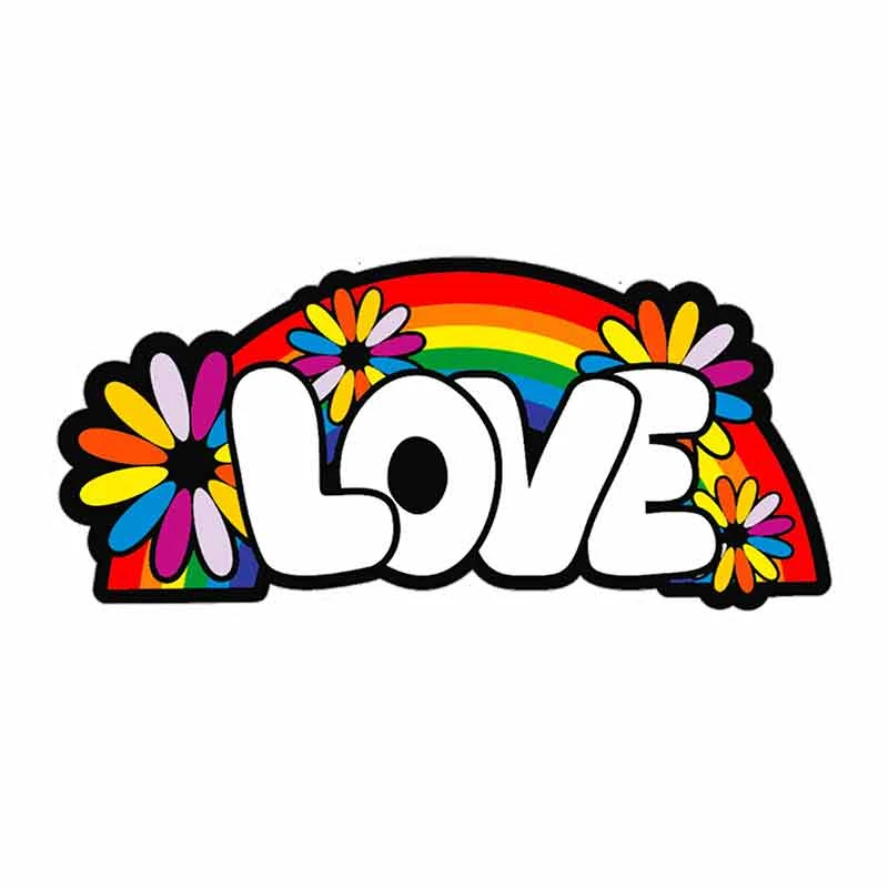 

JuYouHui Exterior Accessories Decal Love Rainbow Flower Child Hippy Car Graphic Decals VAN GTR Decoration Stickers