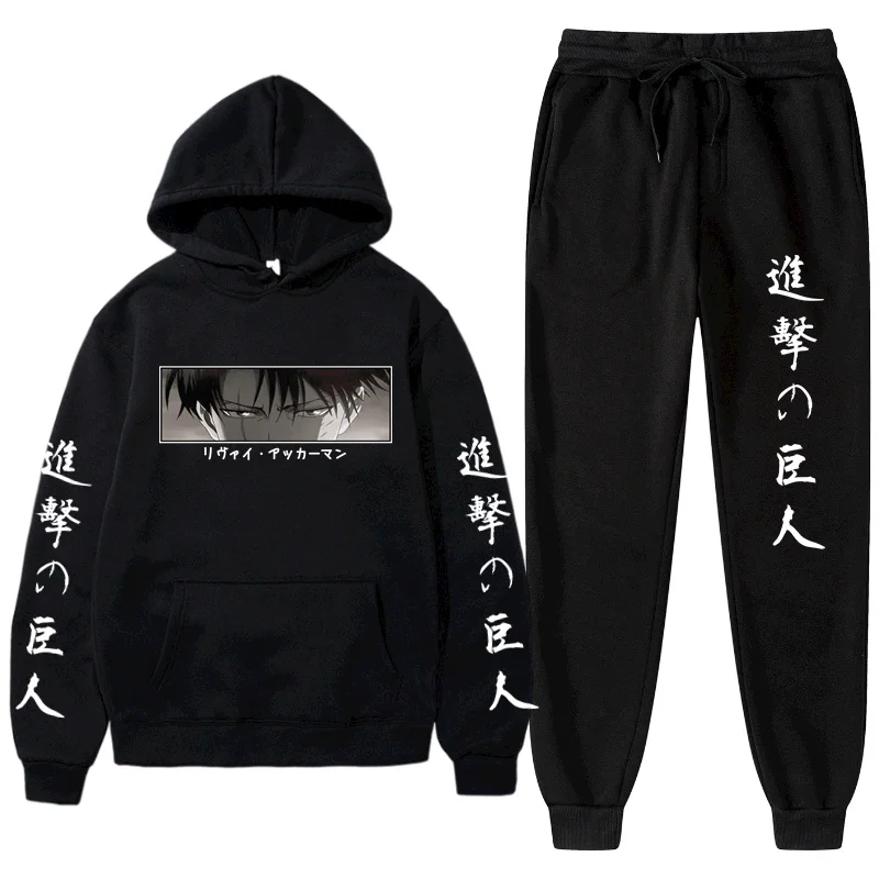 

Men Women 2 Piece Set Japan Attack On Titan Cartoon Anime Hoodies Sweatshirt Unisex Clothes Hoodie Tops Mens Suit