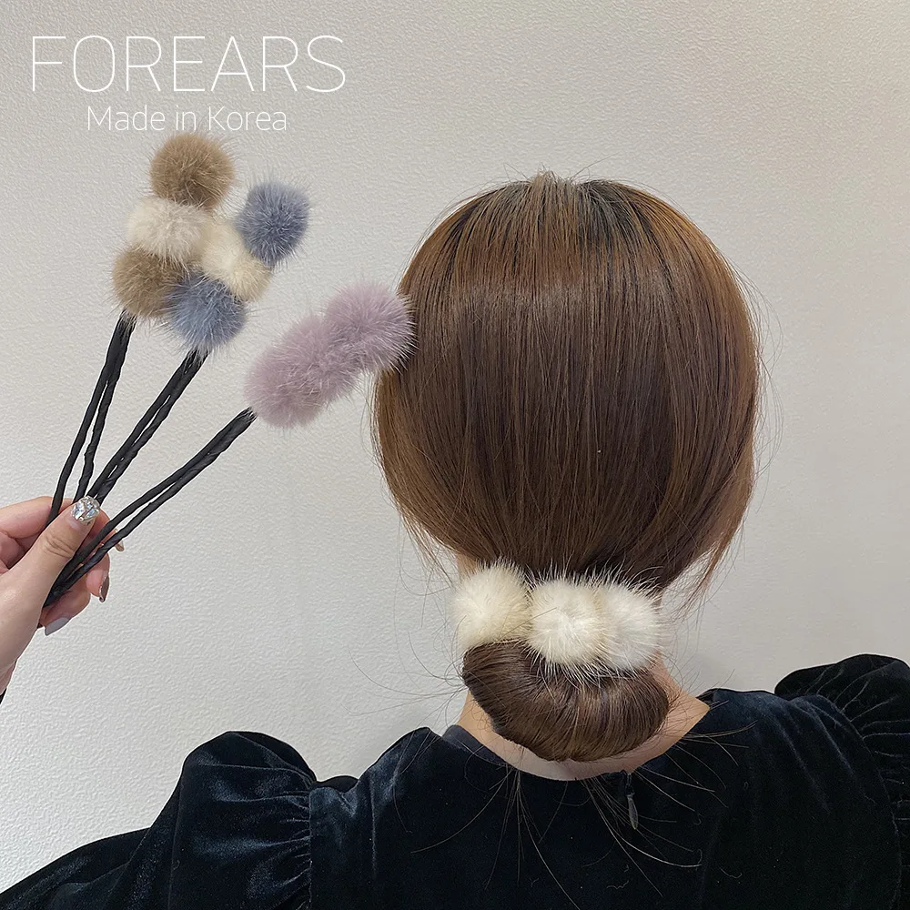 

Женские резинки для волос, легко расчесываются, Осень-зима, плюшевые шарики, ленивый артефакт, пушистые аксессуары для волос