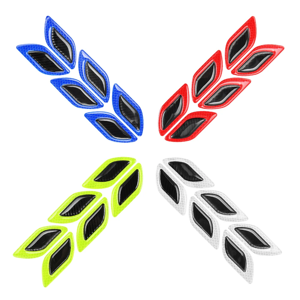 6 шт./компл. углеродного волокна Автомобильная наклейка светоотражающая полоски