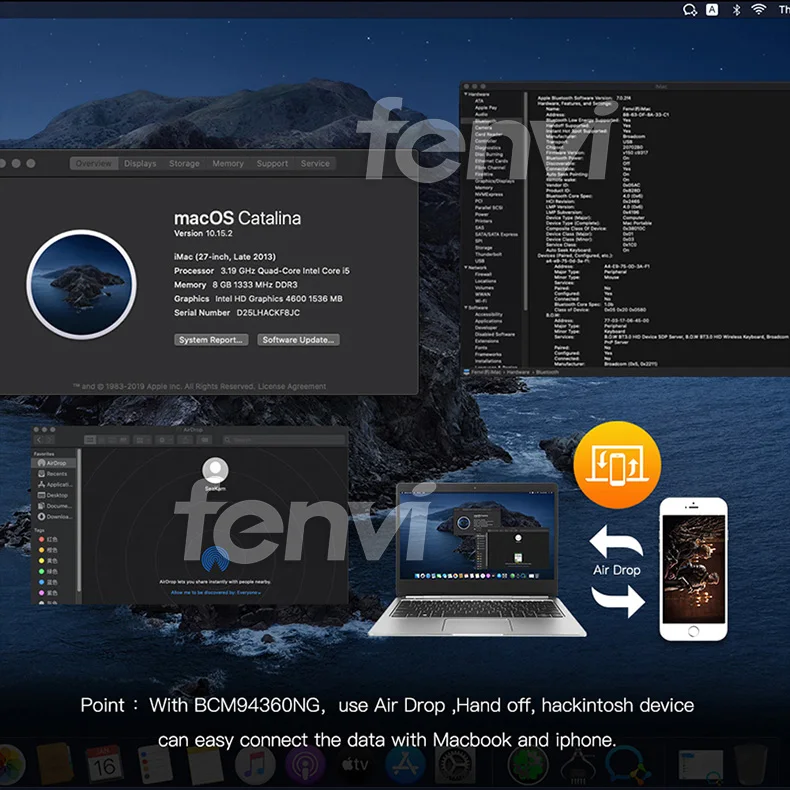 Комплект беспроводного ПК Hackintosh BCM94360NG MacOS M.2 Wi Fi Bluetooth 4 0 двухдиапазонный 802.11ac с