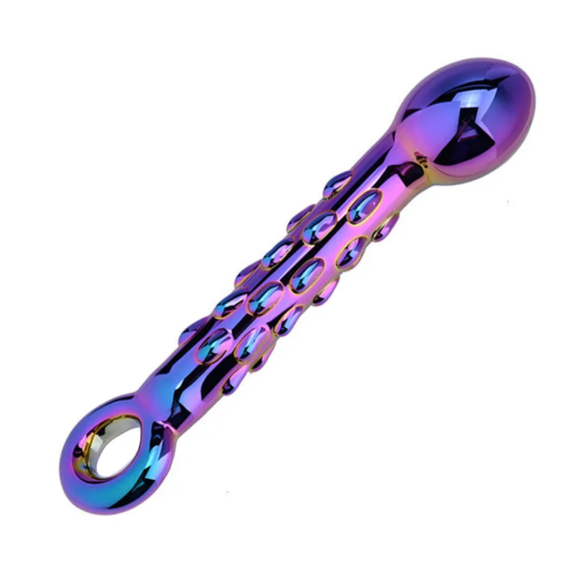 Colorful Crytal Glass Anal Plug Lighted Headed Particles G Spot Wizard Penis Huge Large Dildo For Adult Artificial |
