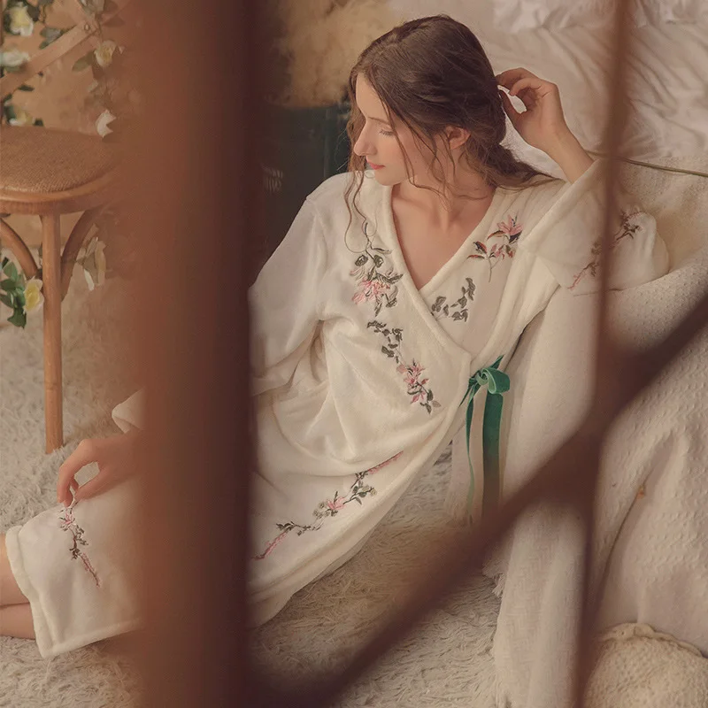 Зимняя теплая ночная рубашка для беременных пижамы толстовка халат кормления