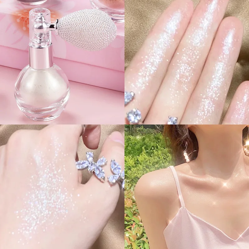 

4 Colors Shimmer Highlighter Powder Spray Brighten Diamond Shiny Face Body Glow Powder Makeup Highlight Illuminator Cosmetics