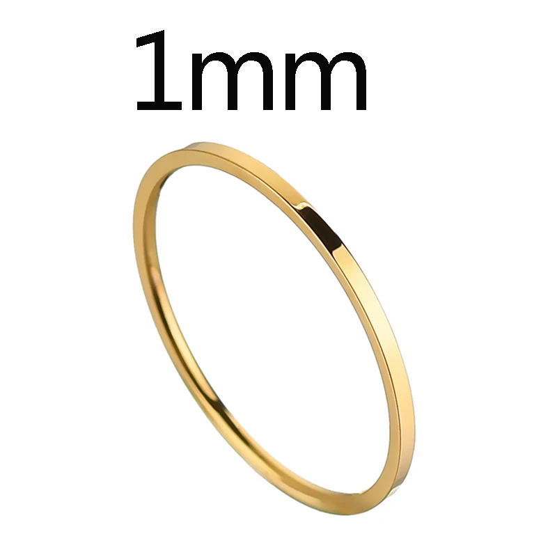 1mm gold ELSEMODE мужское черное титановое кольцо из нержавеющей стали прямые парные кольца для влюбленных для женщин - Цвет основного камня: 1mm gold