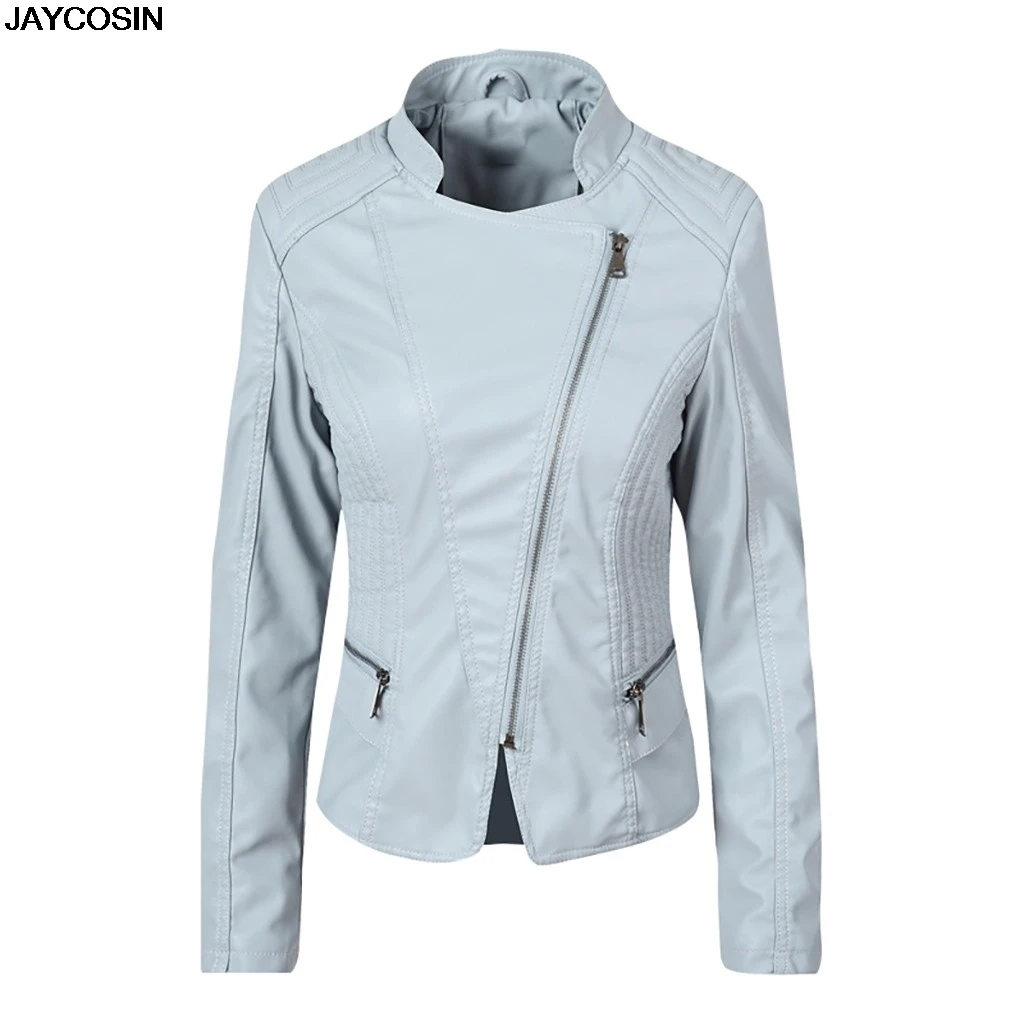 JAYCOSIN 2019 кожаная куртка женская модная облегающая короткая мотоциклетная из