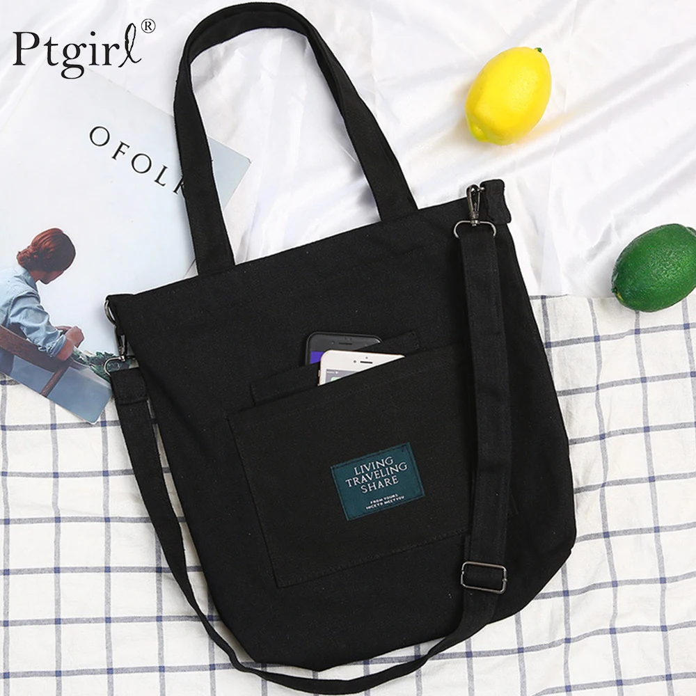 Новая женская сумка Холст Сумки из натуральной кожи в Корейском стиле Ptgirl холст
