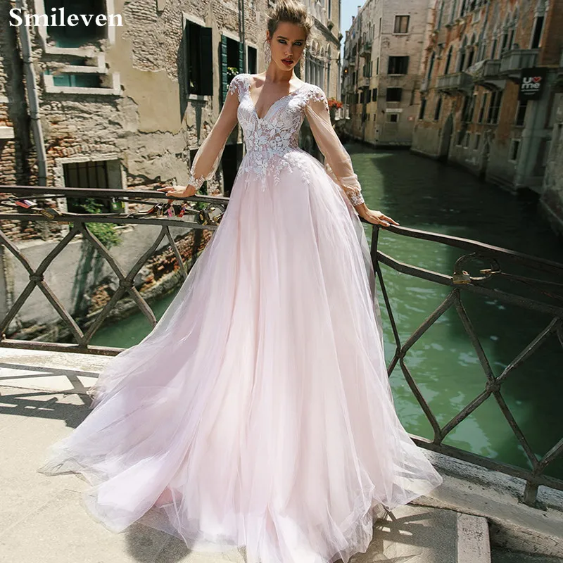 Smileven кружевное свадебное платье с длинным рукавом трапециевидные Свадебные