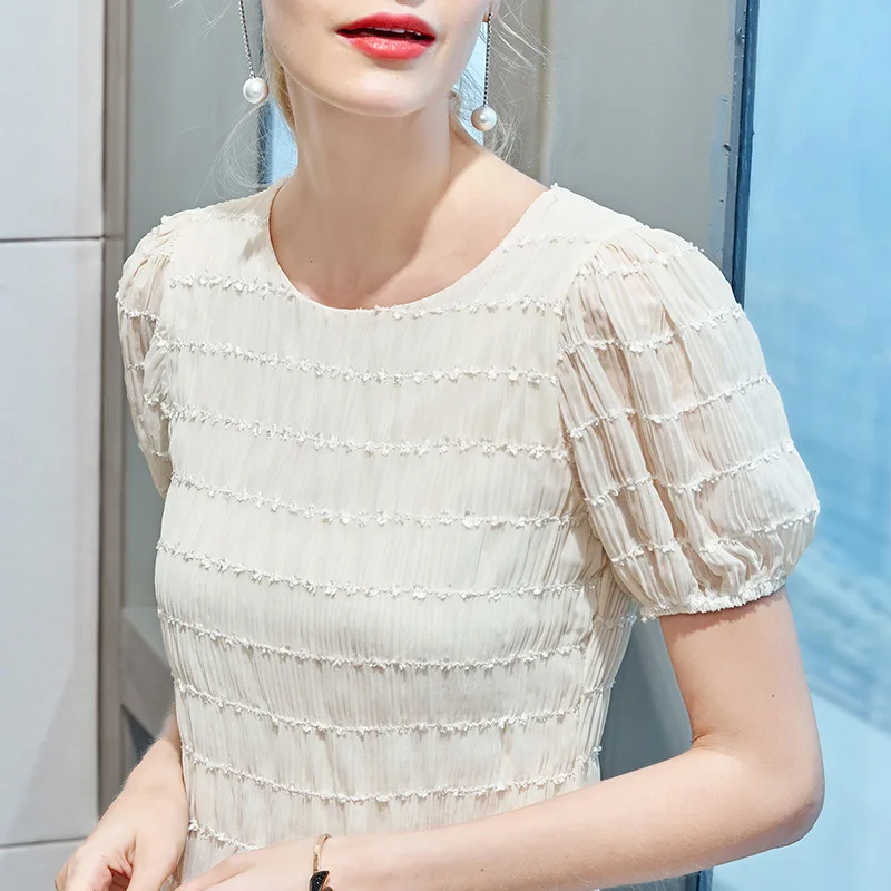 

Ear edge mesh T-shirt women's new summer women's short sleeve court fairy gentle wind top