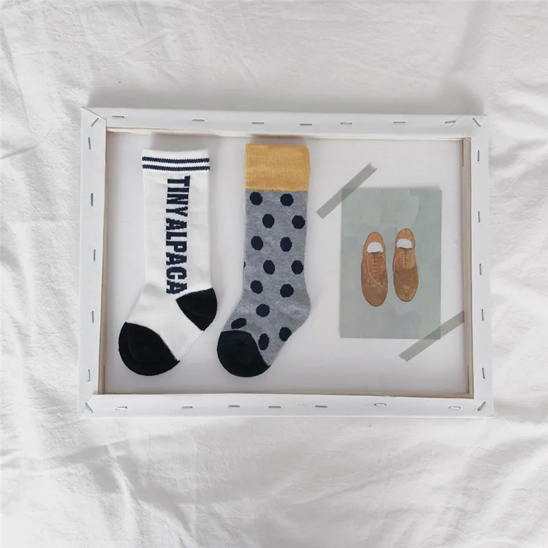 2019 г. модные детские хлопковые носки в горошек с рисунком волка и Риты | Мать