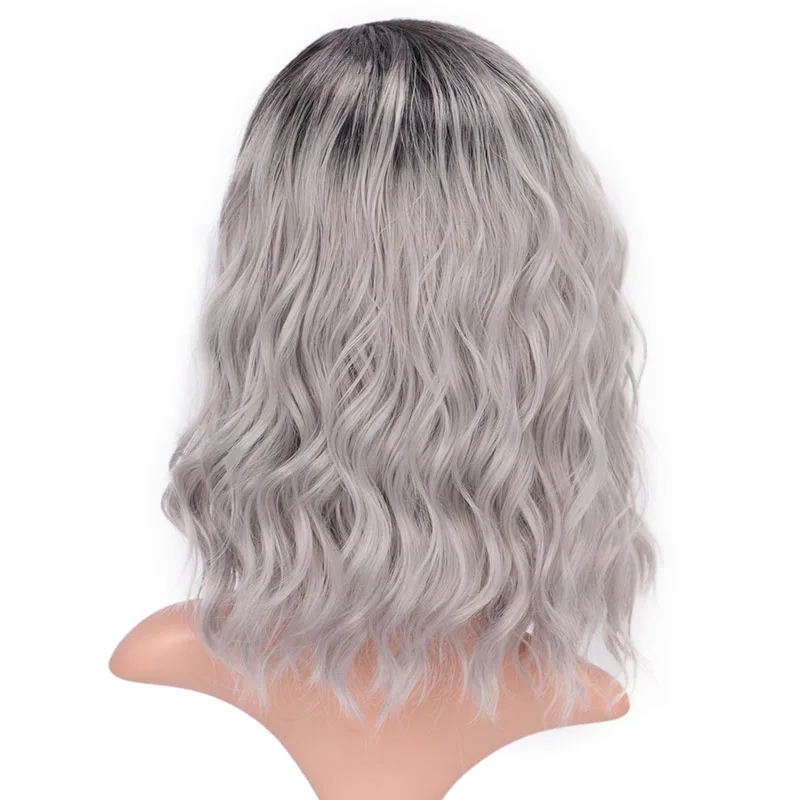 R4-0906 AISI BEAUTY Ombre фиолетовый короткий парик 14 дюймов волна воды синтетические парики для женщин розовый блонд седой милый Косплей Женский накладные волосы - Цвет: R4-0906