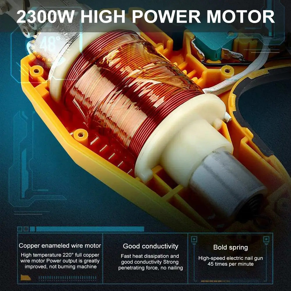 

2300W 220V Nail Gun Electric High Power 1022J code nail gun For Furniture Strips Kitchen Cabinets Floor Installation Gun Head