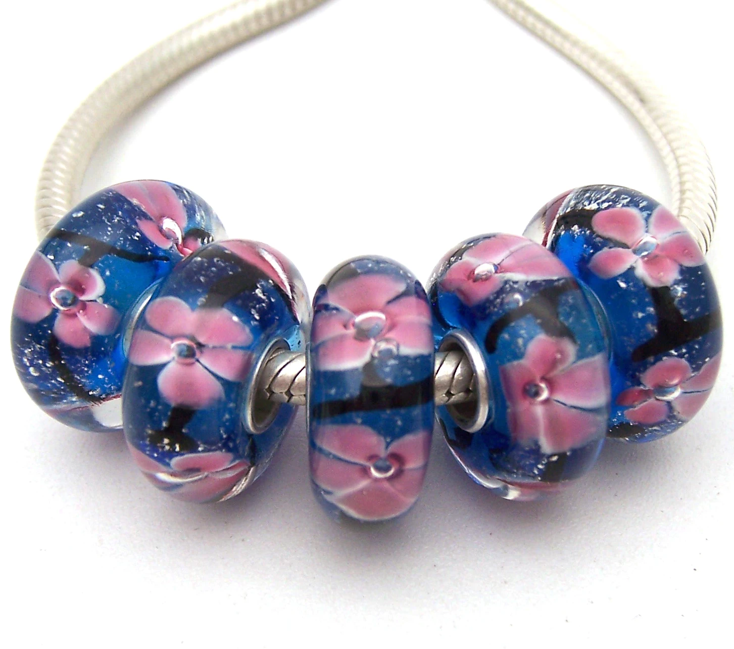 

JGWG2835 5X 100% Authenticity S925 Sterling Silver Beads Murano Glass beads Fit European Charms Bracelet diy jewelry Lampwork