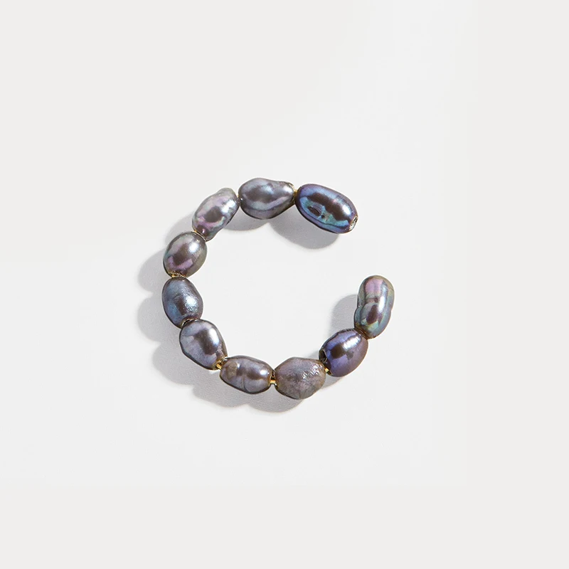 1pcs Black Pearl Женские жемчужные серьги-манжеты, богемные натуральные пресноводные круглые маленькие клипсы, серьги без Имитация пирсинга серьги, Надеваемые На ушной хрящ - Окраска металла: 1pcs Black Pearl
