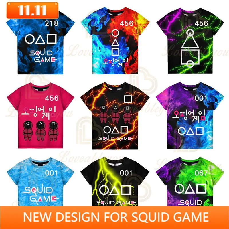 

Round Six Korean The Game T-shirt Men Women Movie Women Men Tees Boys Girls Clothes 3 To 14 Years Kids 3D Printed Tops