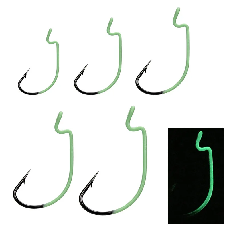 

Рыболовные крючки 10 шт., светящийся крючок с мормышкой, крючок для ловли окуня, крючок для мягкого червя, приманка, кренкбейт для карпа, рыбол...