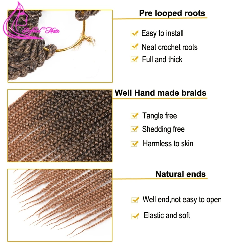 Утонченные волосы косички для вязания крючком низкотемпературные Синтетические