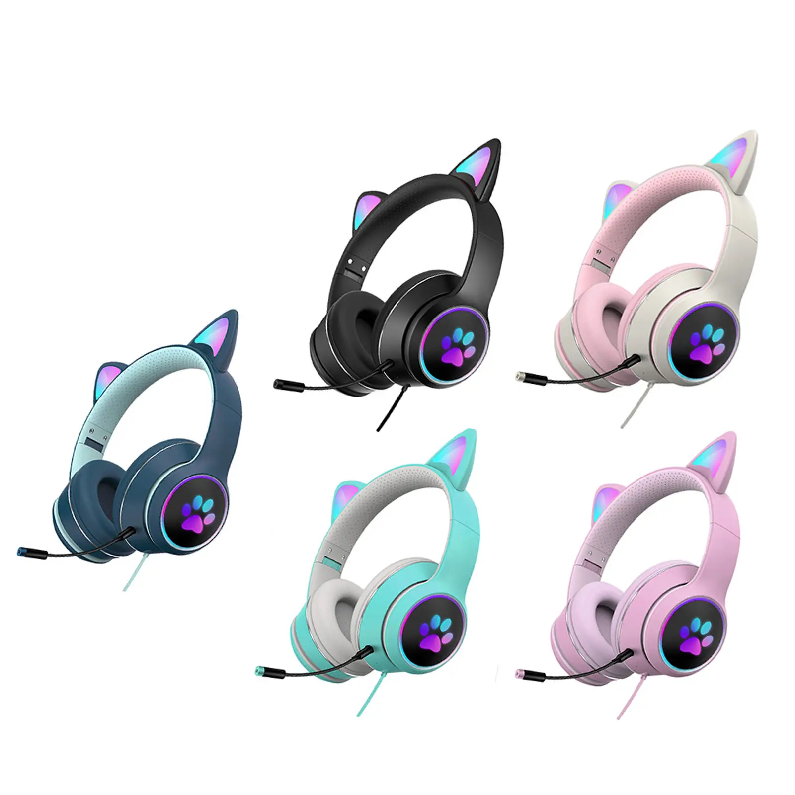 

Проводная гарнитура RGB со светодиодный Ной подсветкой, игровые наушники для телефонов с шумоподавлением, 40 мм драйверов