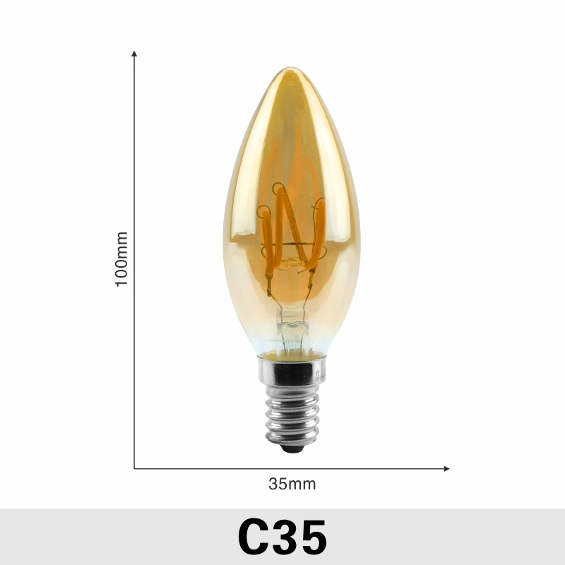 C35 С регулируемой яркостью Edison лампа 4 Вт 2200K C35 T45 A60 ST64 G80 G95 G125 спираль светильник светодиодный Лампа накаливания подвесной светильник в стиле ретро декоративный светильник ИНЖ - Испускаемый цвет: C35