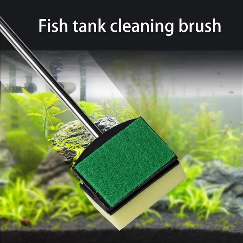 

Long Section Fish Tank Stainless Steel Long Handle Double-Sided Telescopic Cylinder Brush Aquarium Cleaning Artifact