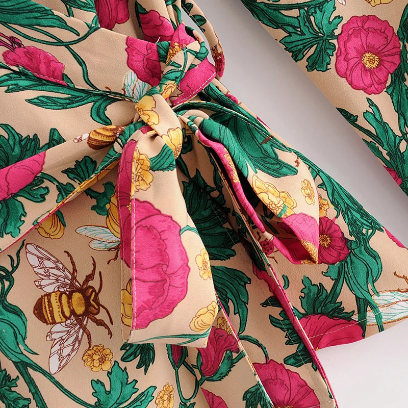 Женская блузка с цветочным принтом Повседневная рубашка длинным рукавом и