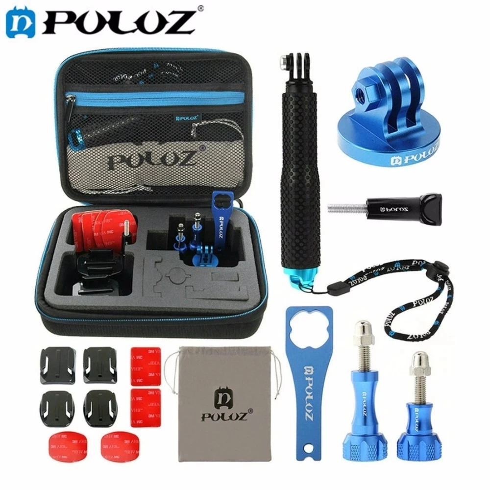 

PULUZ 16 в 1 металла с ЧПУ для GoPro аксессуары комбинированный комплект с EVA чехол Стокер для GoPro HERO6 /5 /5/4 Session 4 3 + 3 2 1, Экшн-камера Xiaoyi