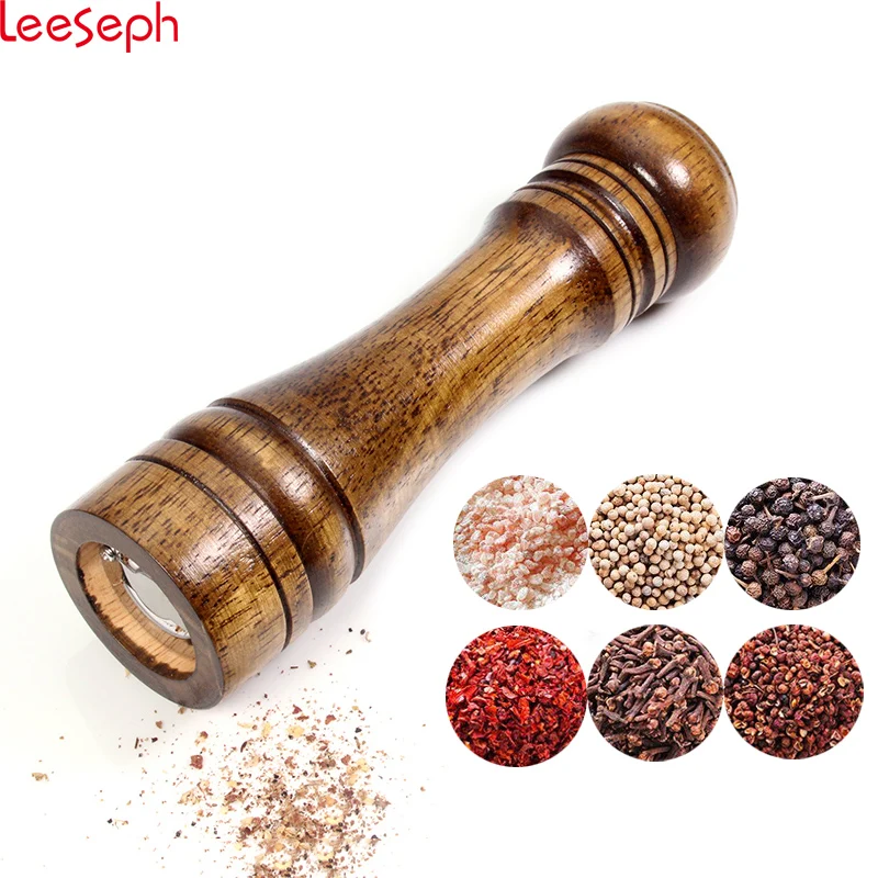 Pepper grinder, household manual solid wood, black pepper pepper grinder with ceramic core kitchen seasoning bottle 5/8/10 inch