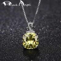 100 925 sterling silver created citrine white pink gemstone charm pendants necklace for women fine jewelry wedding gift