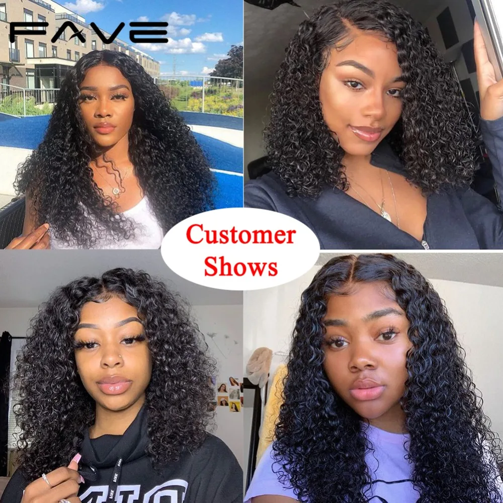 Kinky Curly Human Hair Wigs 13X4 Lace Frontal Wig 150% Density FAVE HAIR Jerry Curly Lace Front Human Hair Wigs For Black Wowen