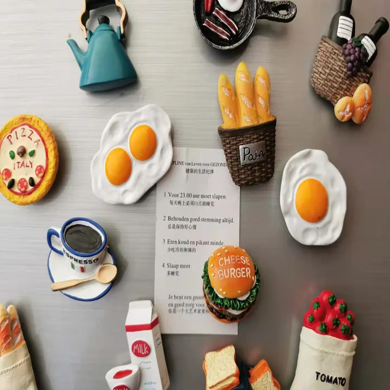 

3D имитация еды, магнит на холодильник, милый творческий магнитный стикер, трехмерная магнитная наклейка из смолы