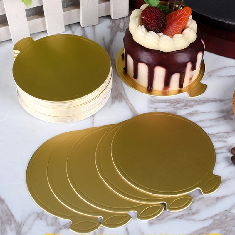 200 шт Мини 3 1 дюймов торт Панели маленькие круглые золотые Торт картон комплект в