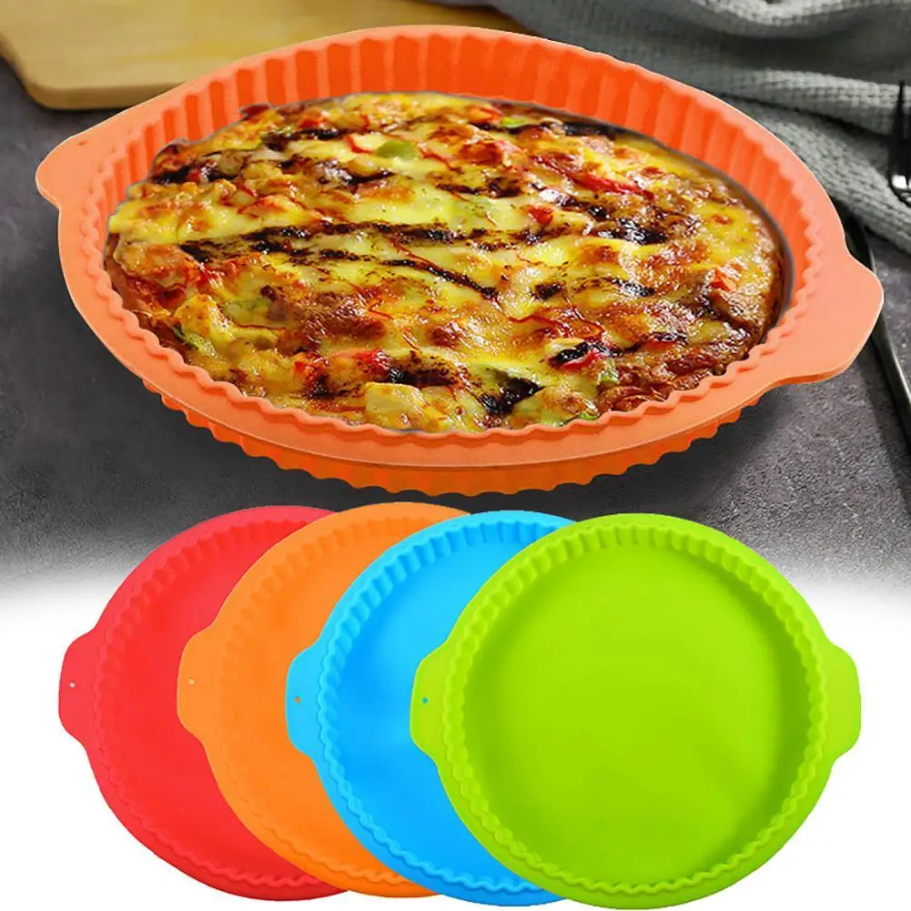 

4 Colors Cake Mold Flexible Heat-resistant Silicone Non-stick Binaural Round Wave Edge Baking Pan Pizza Apple Pie Tart DIY Tool