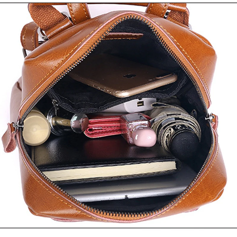 

2021 Two-layer Cowhide Backpack Women's Trendy Retro Stereotyped Shoulder Bag New Fashion Leather Messenger Handbag