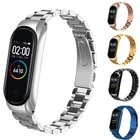 Металлический ремешок для Xiaomi Mi Band 3 4 5 6, браслет из нержавеющей стали для Miband 6 5 4 3, золотистый, серебристый смарт-браслет